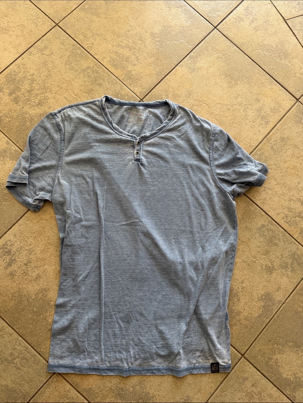 Lucky Brand Light Blue Short-Sleeve Henley Tee